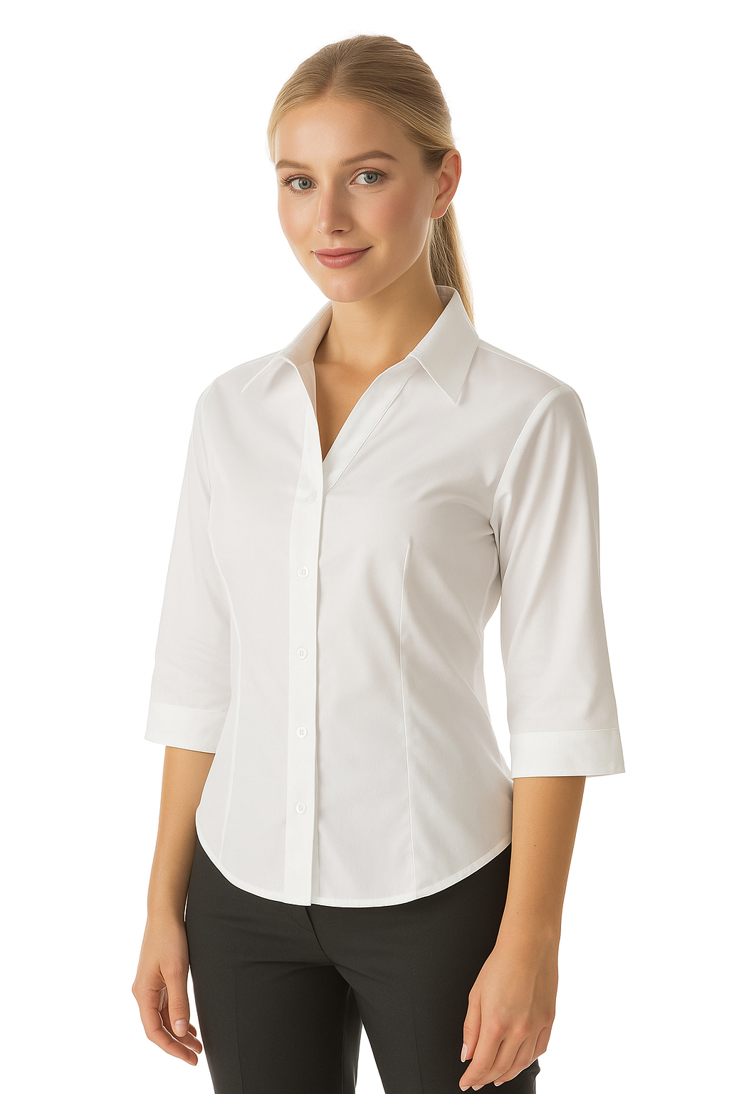 Camicia donna manica 3-4 in cotone slim fit Pellegrini Lara