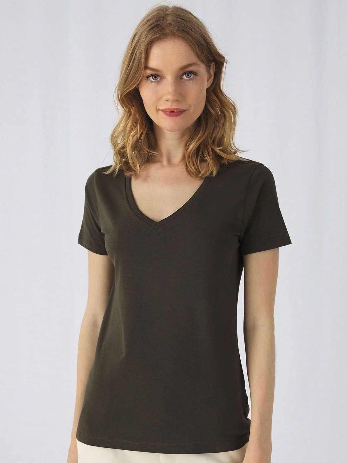 T-shirt donna cotone Inspire scollo a V 140 gr