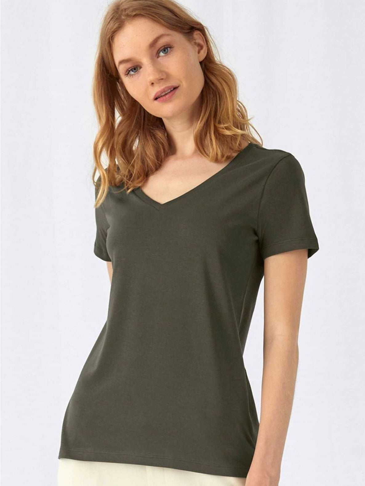 T-shirt donna cotone Inspire scollo a V 140 gr