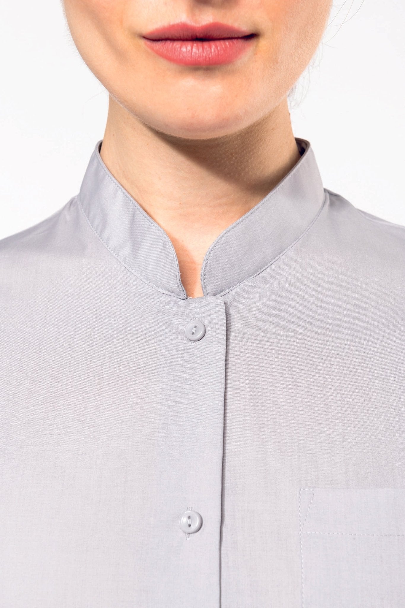 Camicia donna popeline policotone collo alla coreana facile da lavare K514 - Westrose SRL - Abbigliamento da Lavoro Personalizzato