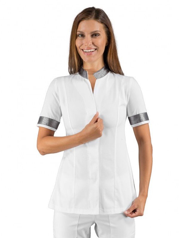 Casacca estetista microfibra Hibiscus - Westrose SRL - Abbigliamento da Lavoro Personalizzato