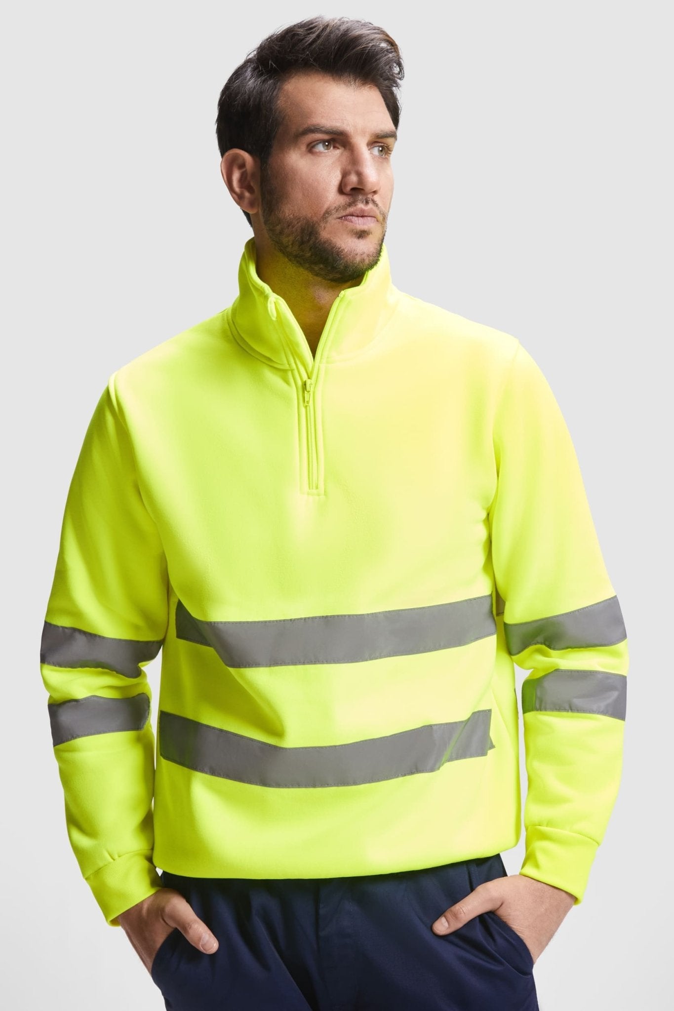 Felpa alta visibilità mezza zip Roly Spica 280 gr - Westrose SRL - Abbigliamento da Lavoro Personalizzato