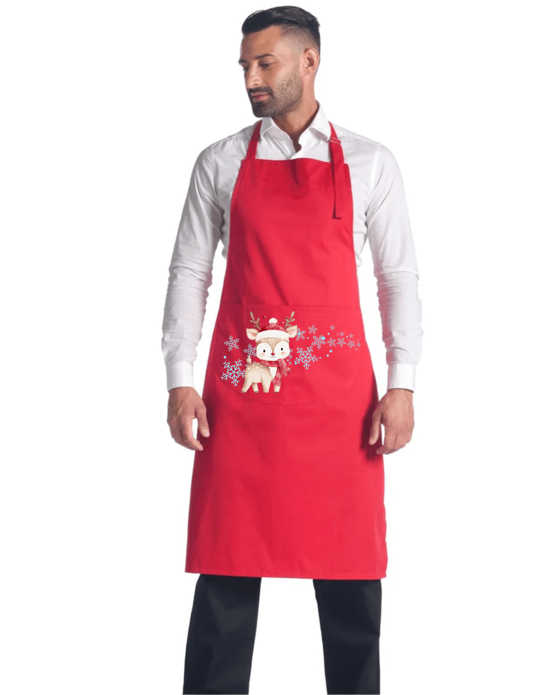 Grembiule natalizio rosso con cappello di Natale, grembiule da cucina, grembiule regolabile con tasche, cucina vigilia di Natale, decorazione natalizia, costume da donna e uomo, carnevale, festa a