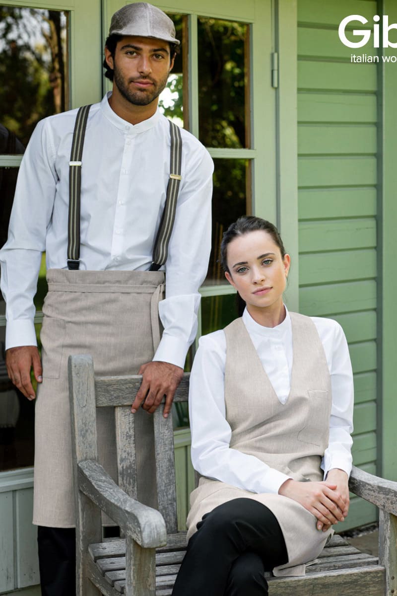 Grembiule con pettorina scollo V no stiro Giblor's Scotland - Westrose SRL - Abbigliamento da Lavoro Personalizzato