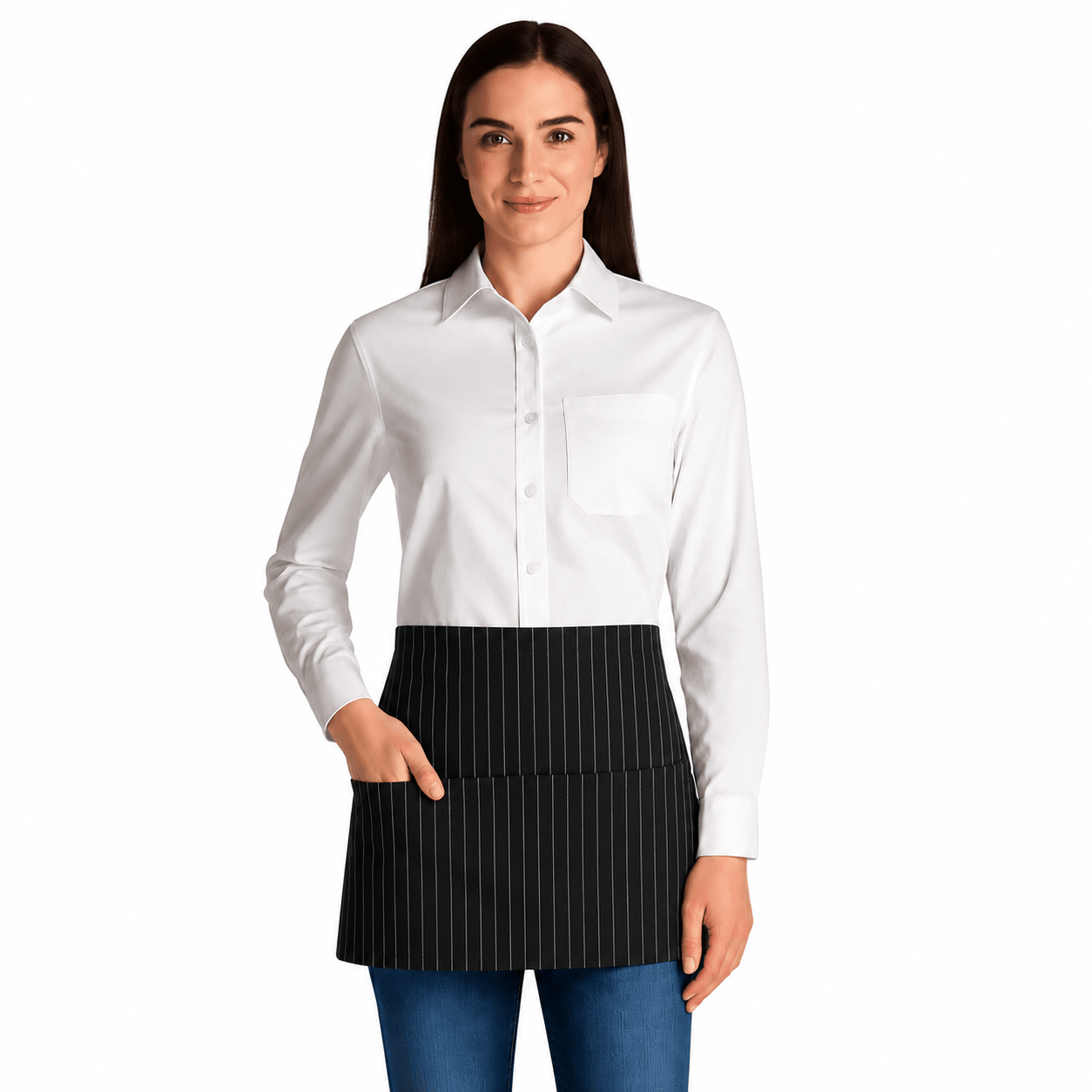 Grembiule unisex a vita no stiro Joy gessato nero - Westrose