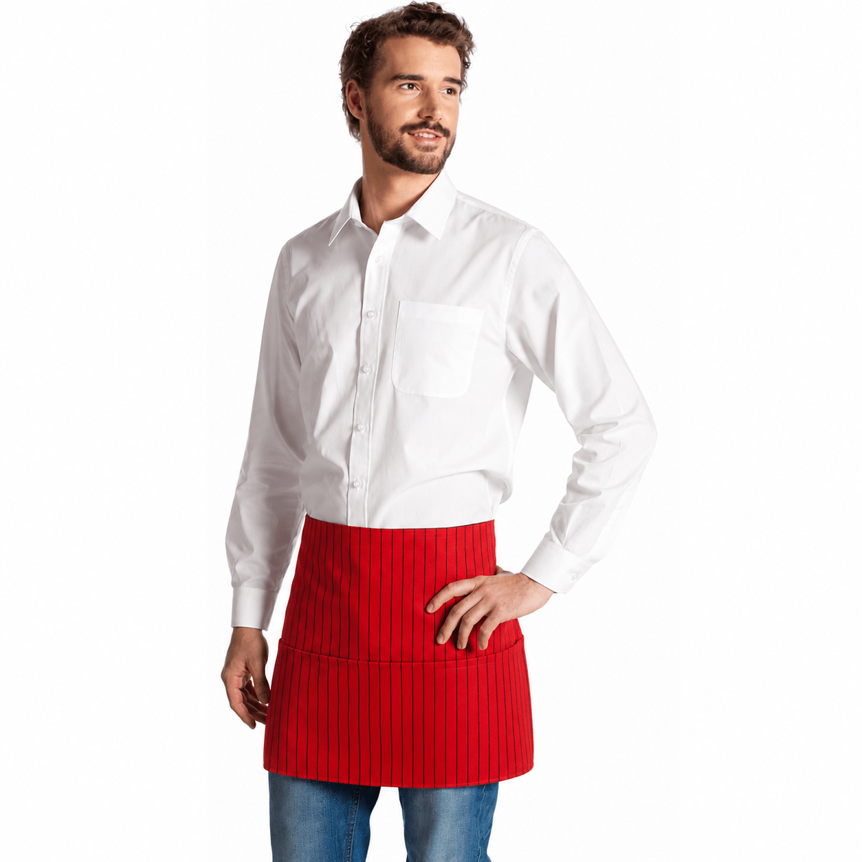 Grembiule unisex a vita no stiro Joy gessato nero - Westrose