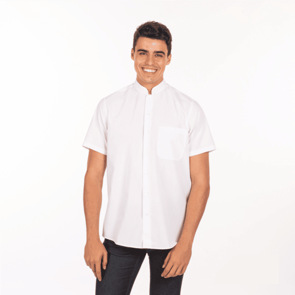 camicia-bianca-ristorante-collo-coreana-maniche-corte-vendita-online