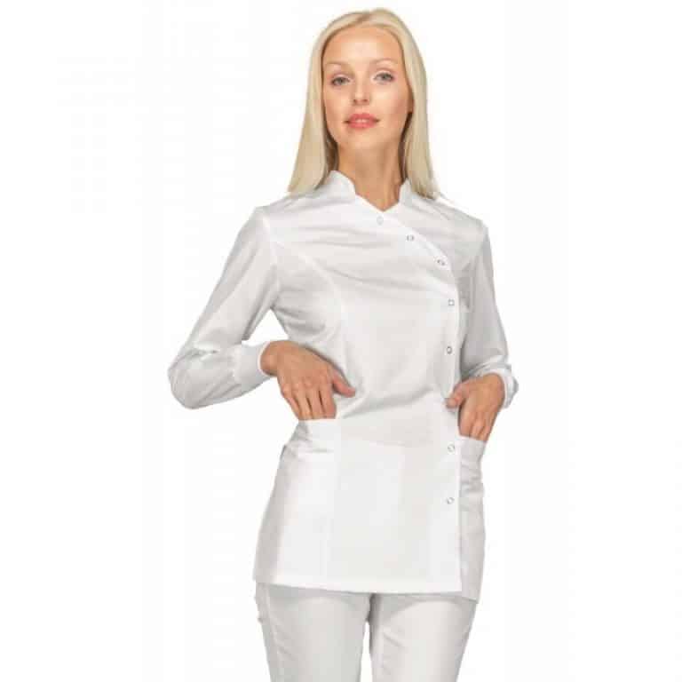 Frida bianco abbigliamento sanitario manica lunga Isacco