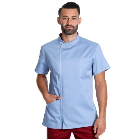 ruggero-azzurro-maniche-corte-abbigliamento-sanitario-casacca medico personalizzata