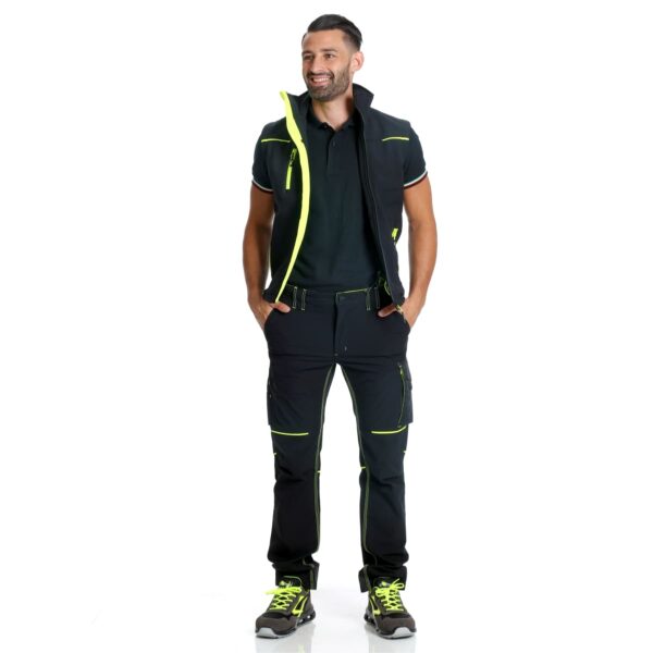 Gilet da lavoro U-Power Universe in softshell nero giallo