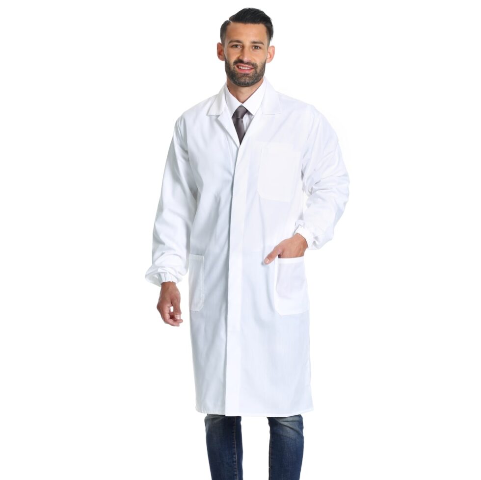 WWOO Camice da Laboratorio Uomo Bianco Abbigliamento da Lavoro e Divise Camice Medico Uomo Aggiornamento del Tessuto 