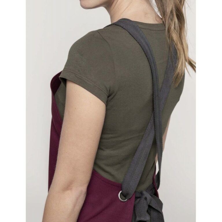 Grembiule con pettorina bordeaux cotone biologico