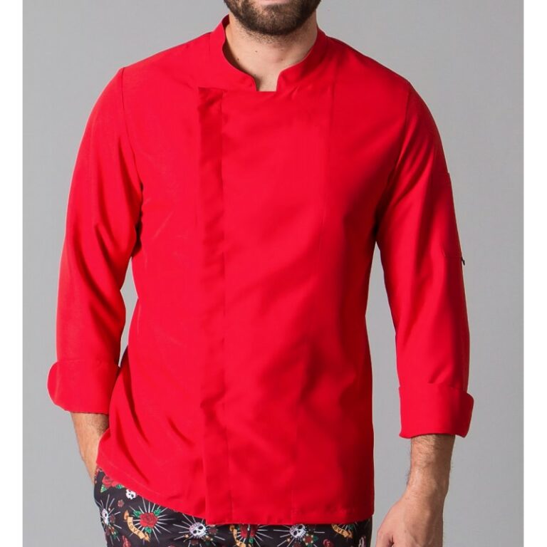 Giacca cuoco rosso microfibra Vidal