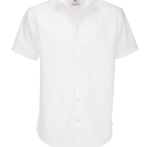 BCSMP22-black-tie-bianco-camicia-uomo-elasticizzata-b&c-manica-corta-min