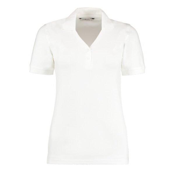 KK732-sofia-polo-donna-elasticizzata-scollo-a-v-bianco