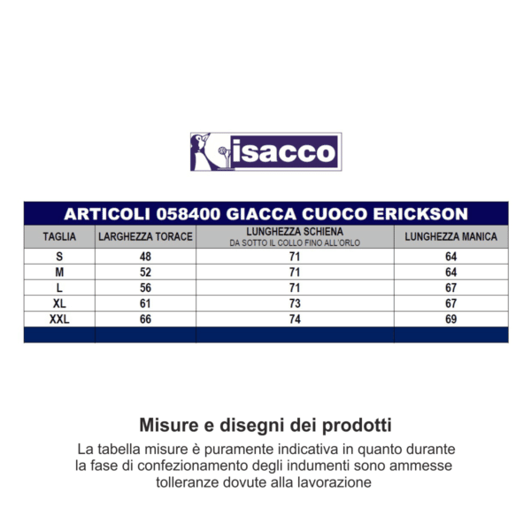 Giacca cuoco microfibra Isacco Erickson 05849 - immagine 3