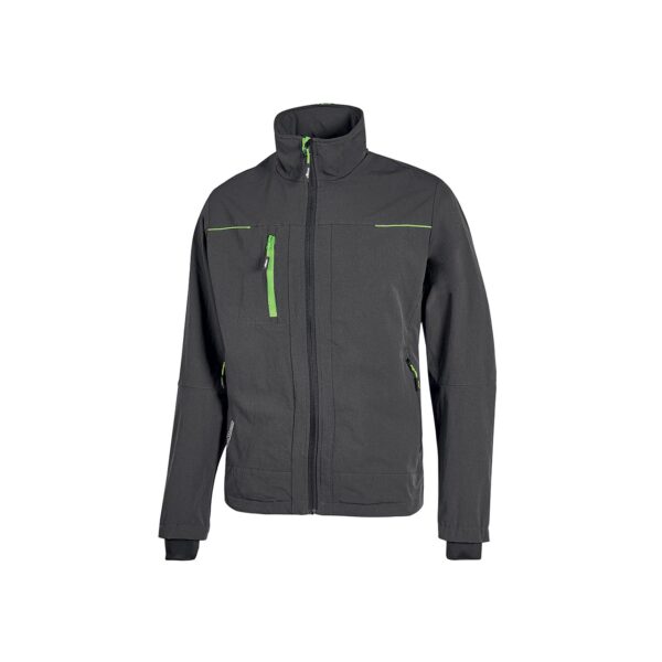 Giacca da lavoro U-Power Pluton in softshell stretch grigio verde