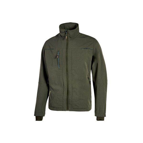 Giacca da lavoro U-Power Pluton in softshell stretch verde scuro