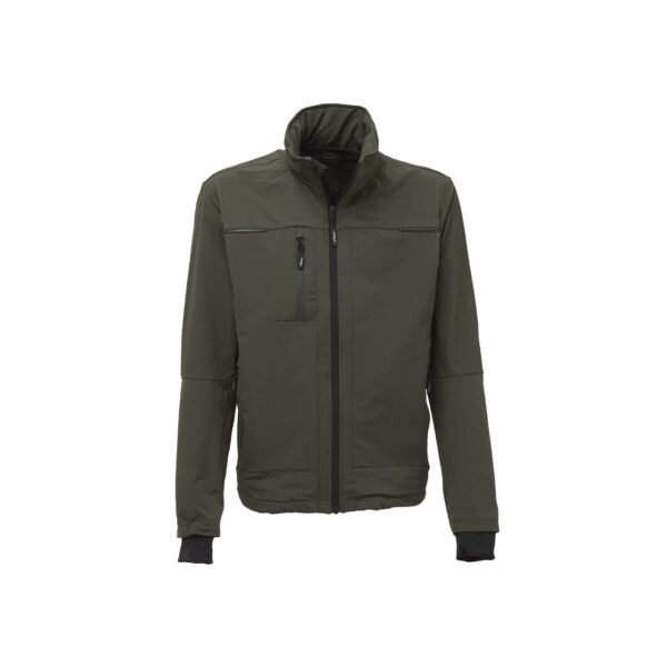 Giacca da lavoro U-Power Pluton in softshell stretch verde scuro