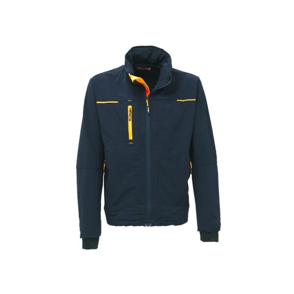 Giacca da lavoro U-Power Pluton in softshell stretch navy arancione