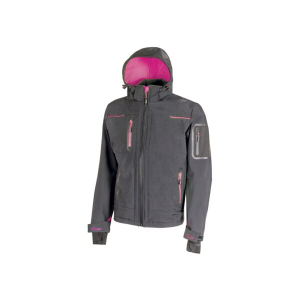 Giacca da lavoro U-Power Space in softshell grigio fucsia