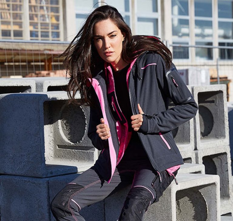 Giacca da lavoro U-Power Space in softshell grigio fucsia