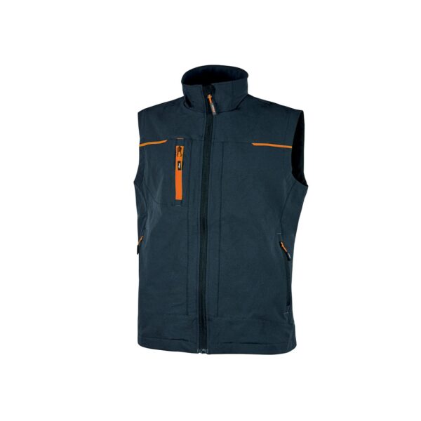 Gilet da lavoro U-Power Saturn in softshell navy arancione