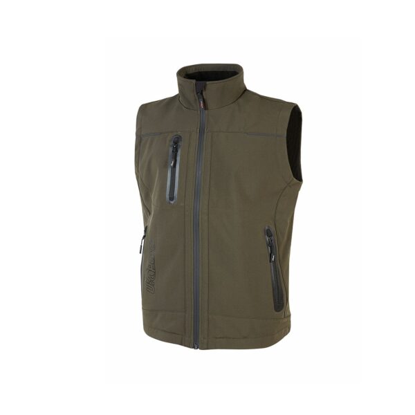 FU188DG-Gilet da lavoro U-Power Universe in softshell verde scuro