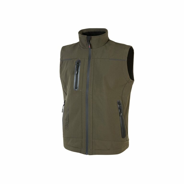 Gilet da lavoro U-Power Universe in softshell verde scuro