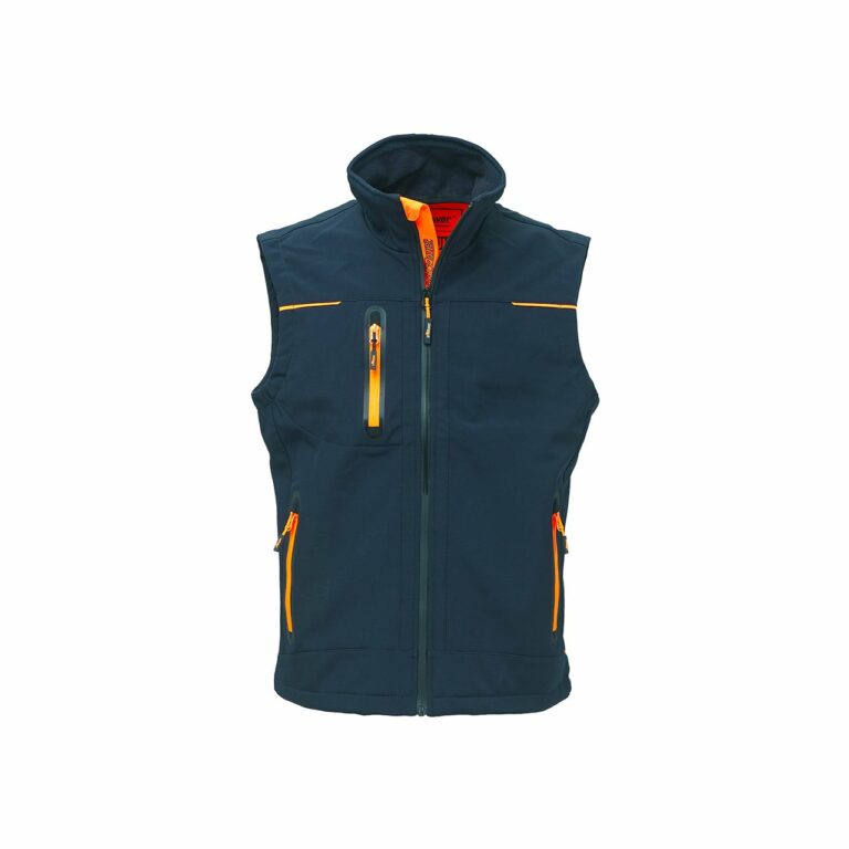 Gilet da lavoro U-Power Universe in softshell navy arancione