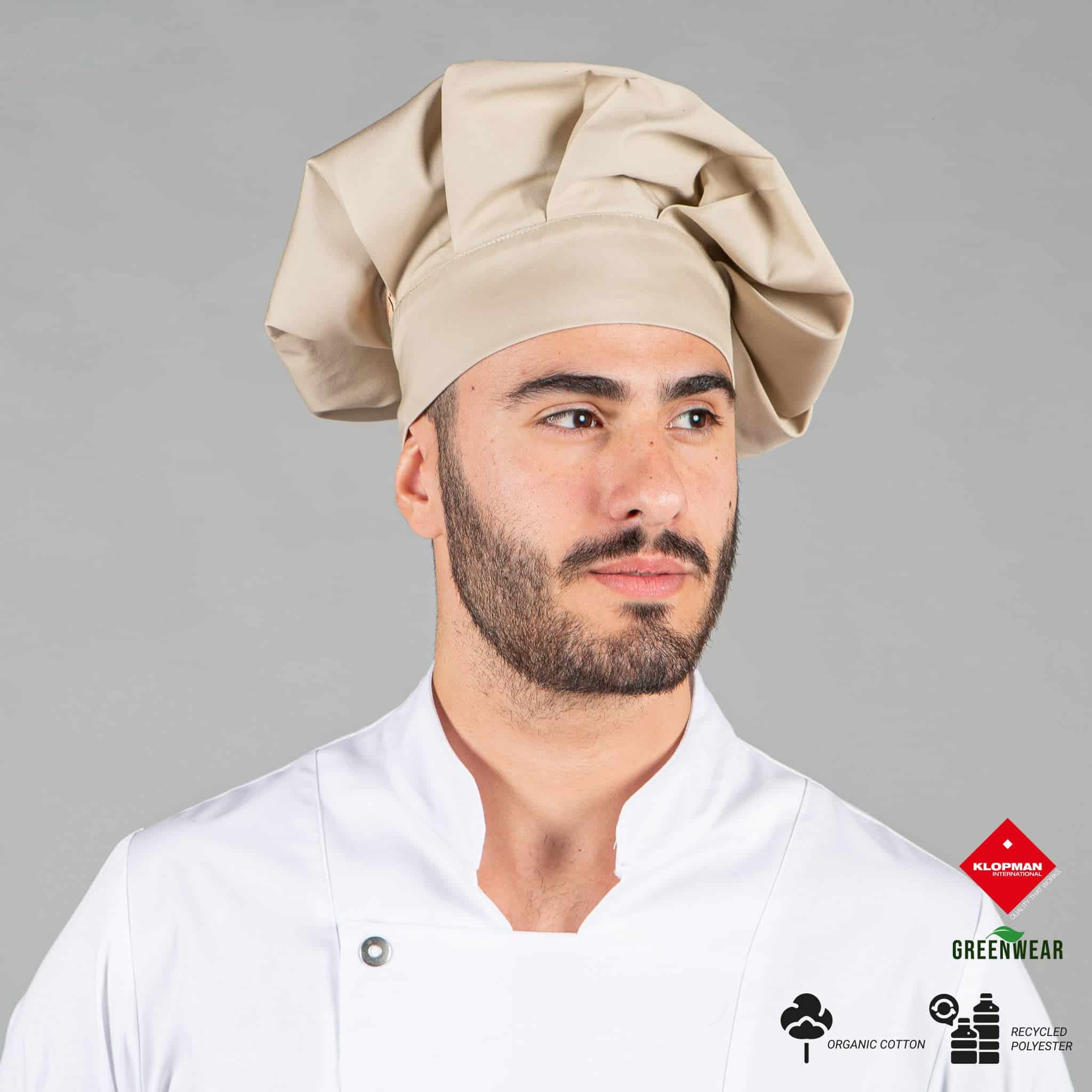 Cappello cuoco sabbia tessuto riciclato e organico Klopman - Acquista Online