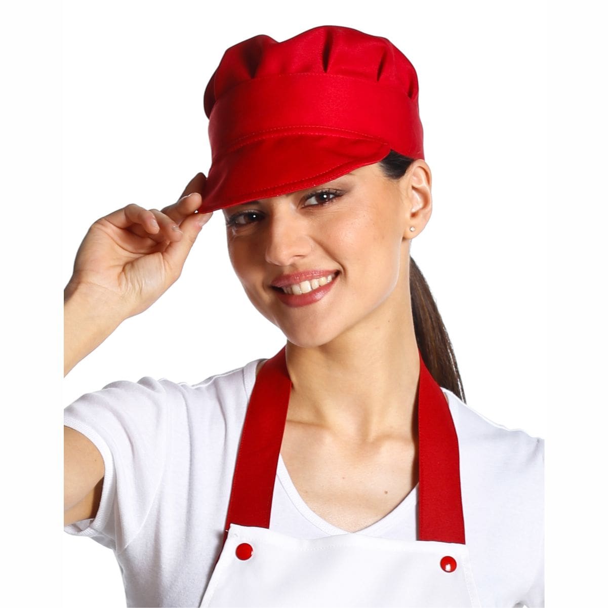 Cappello da Chef elasticizzato sul retro. Lavabile a 40°C. Made in