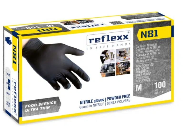 Guanto Reflexx Nitrile N81 neri senza polvere